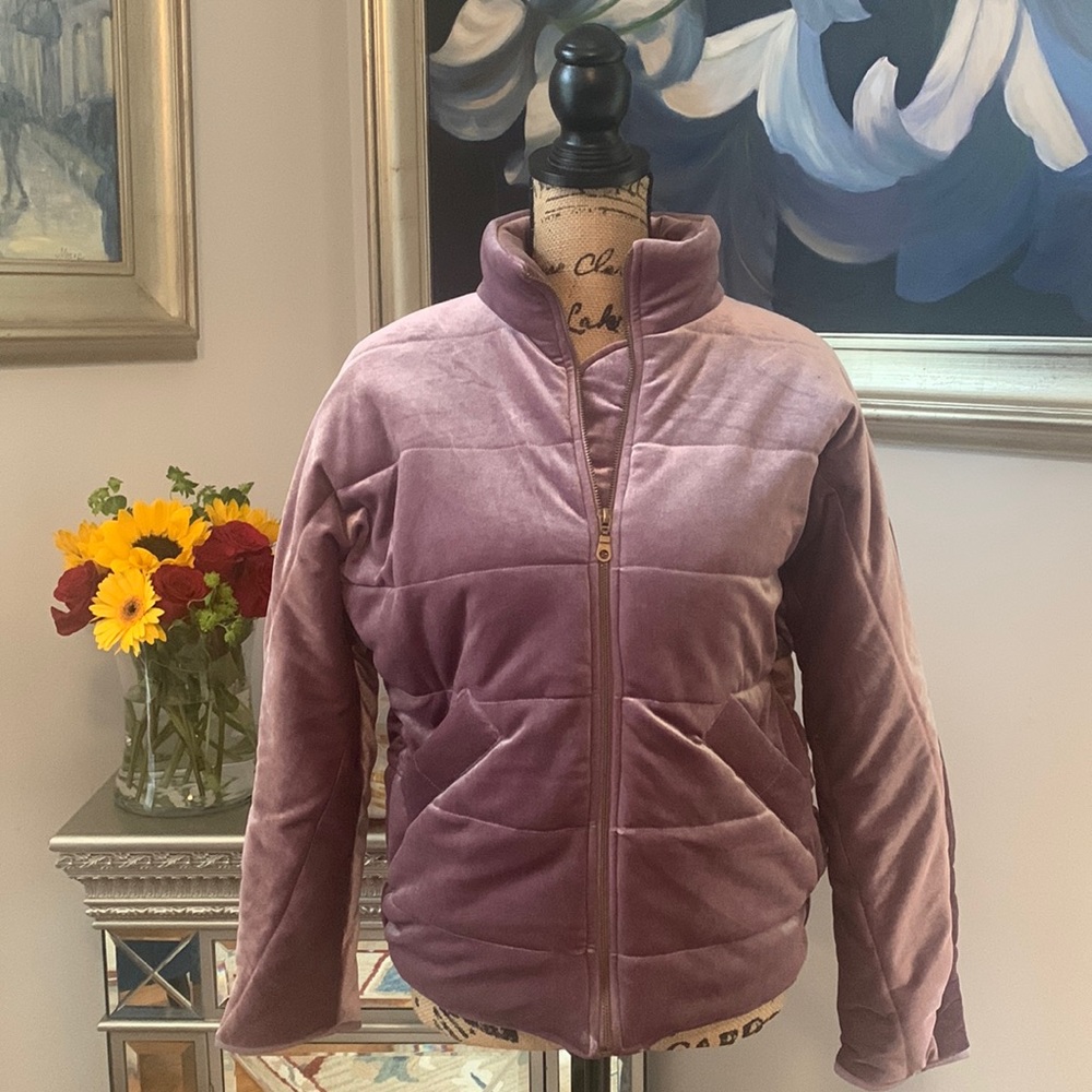 Rachel Parcell Velvet lavender purple jacket designer Fall pink thread 6 M